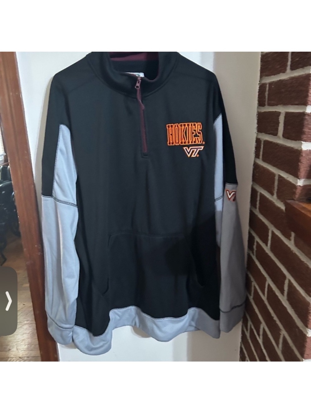 Hokies Size XXL Black & Gray Quarter-Zip Pullover
